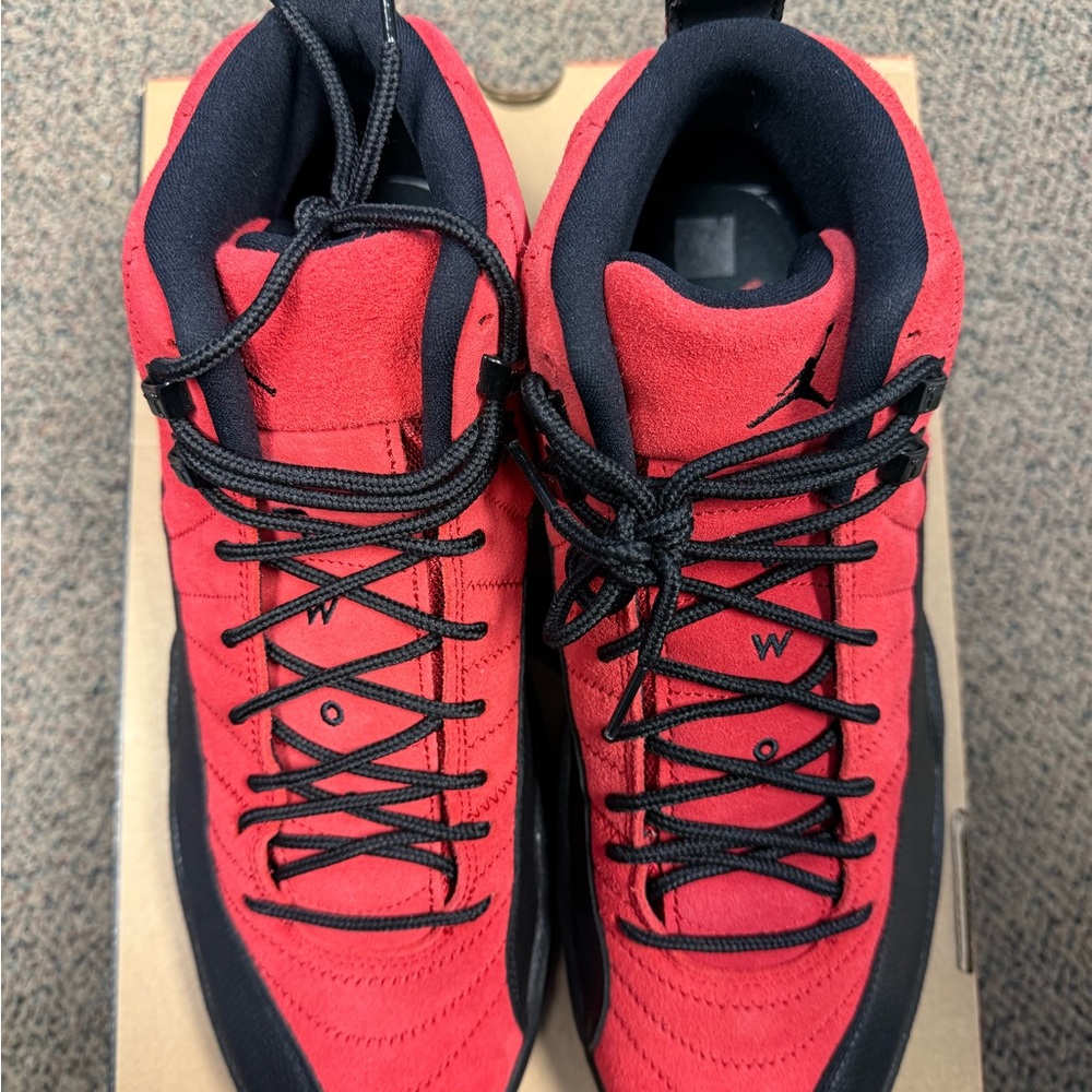 Jordan 12 Retro Reverse Flu Game - Red and Black High-Top Sneakers - Picture 2 of 5